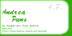 andrea puns business card